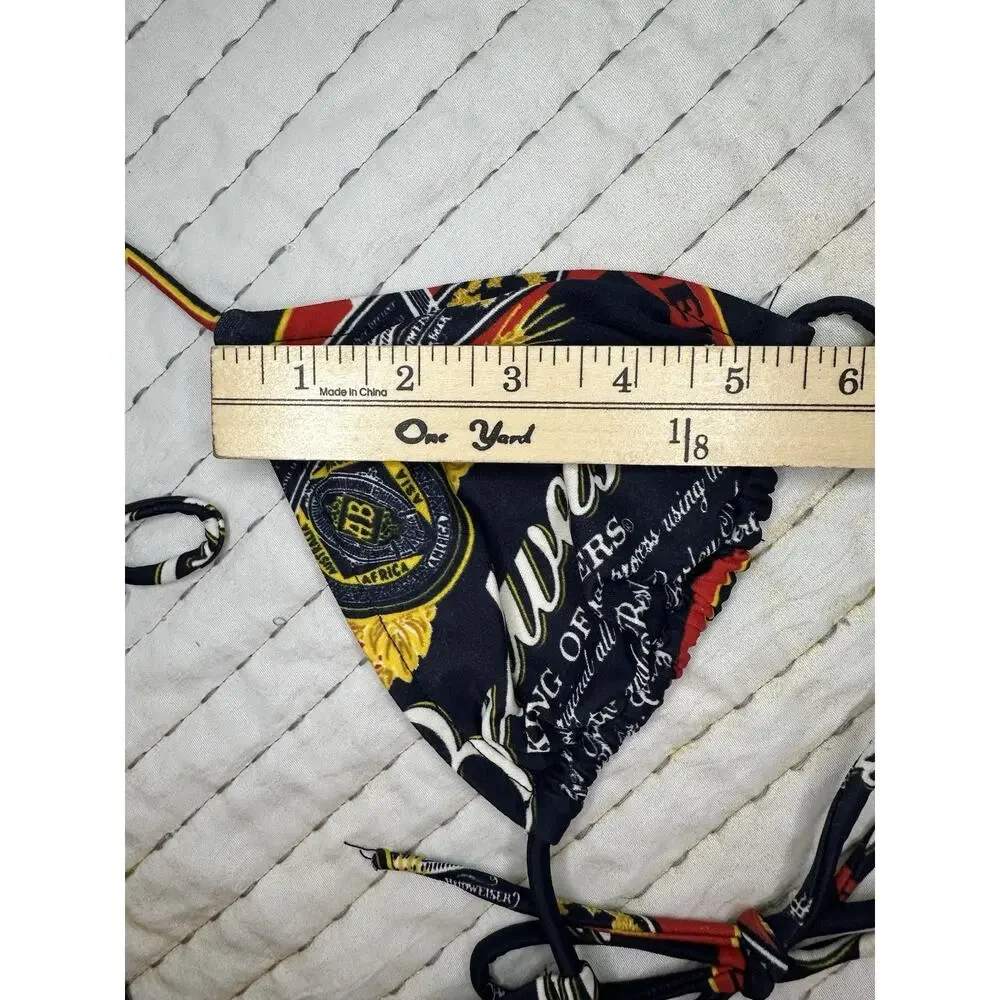 Vintage Budweiser Triangle String Bikini Top Only King Of Beer Bud Navy Swim - Picture 5 of 13